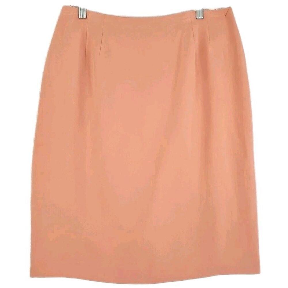 Vintage Talbots~Woman Size 14~Light Peach 100% Silk Pensil Skirt Fully Lined NWT